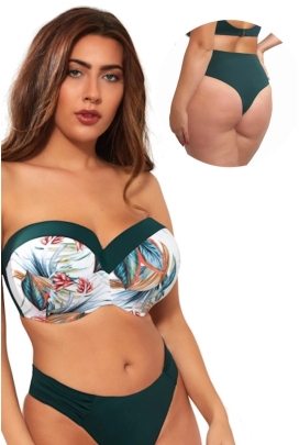 KrisLine Sorento green 70D + S strój kąpielowy komplet MHM balkonteka + brazyliany wysokie