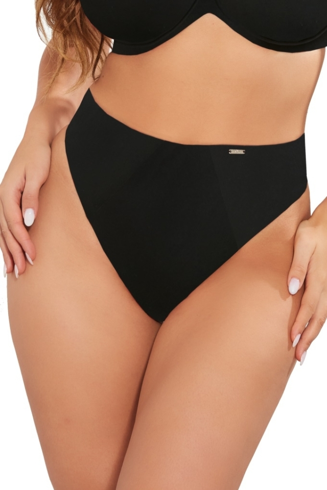 Komplet OKAZJA KrisLine Beach black 65DD + S strój kąpielowy MHM bandeau + figi wysokie