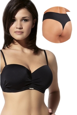 KrisLine Beach black 65DD + S strój kąpielowy komplet MHM bandeau + figi wysokie