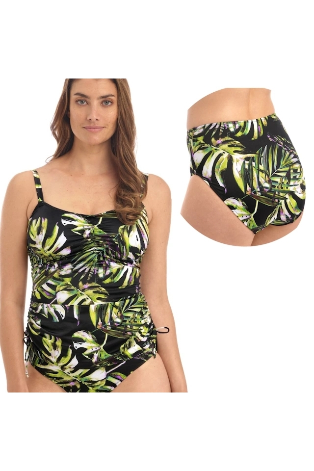Komplet OKAZJA Fantasie Palm Valley 32F/70G + S strój kąpielowy tankini soft + figi wysokie