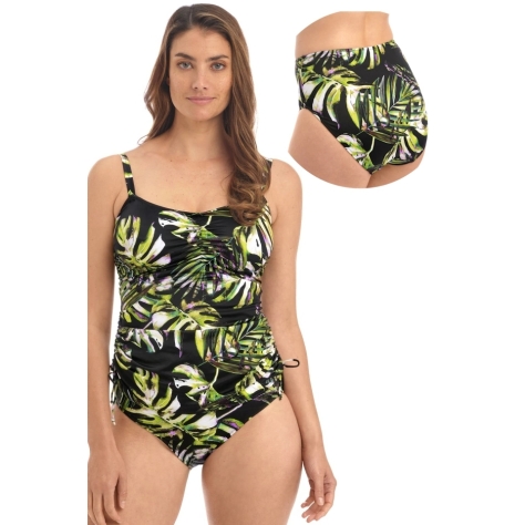 Komplet OKAZJA Fantasie Palm Valley 32F/70G + S strój kąpielowy tankini soft + figi wysokie