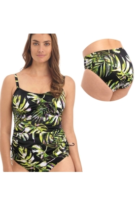 Komplet OKAZJA Fantasie Palm Valley 34E/75F + L strój kąpielowy tankini soft + figi klasyczne