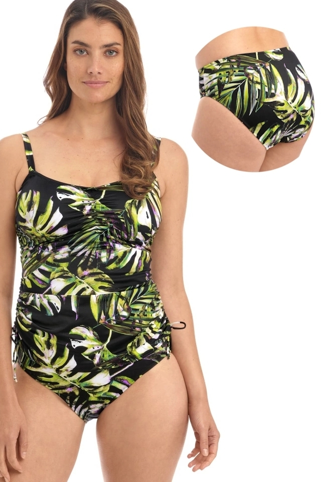 Komplet OKAZJA Fantasie Palm Valley 34E/75F + L strój kąpielowy tankini soft + figi klasyczne