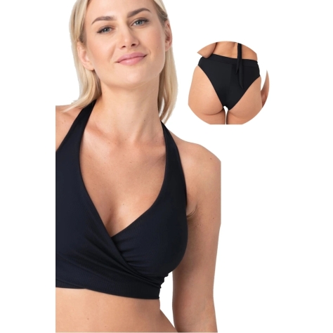 Samanta Venus czerń L + L strój kąpielowy komplet wiązany soft b/f A150+ figi tanga wysokie M400