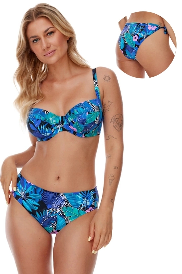 Komplet OKAZJA Lupo Perim niebieski kwiaty 80i + XL strój kąpielowy soft + figi2 wiązane