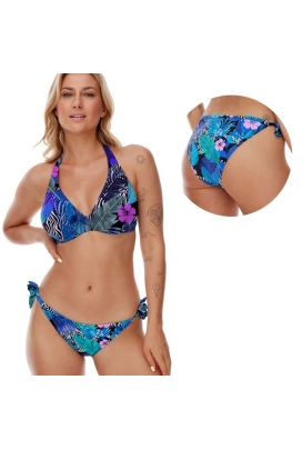 Komplet OKAZJA Lupo Perim niebieski kwiaty 80D + XL strój kąpielowy braletka + figi2 wiązane