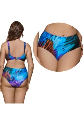 Dalia Coral multi print figi maxi majtki gładkie do stroju kąpielowego