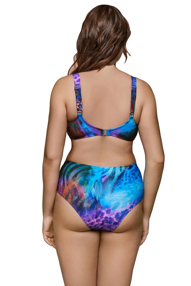 Dalia Coral multi print figi maxi majtki gładkie do stroju kąpielowego
