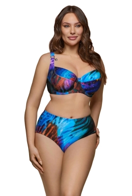 Dalia Coral multi print figi maxi majtki gładkie do stroju kąpielowego