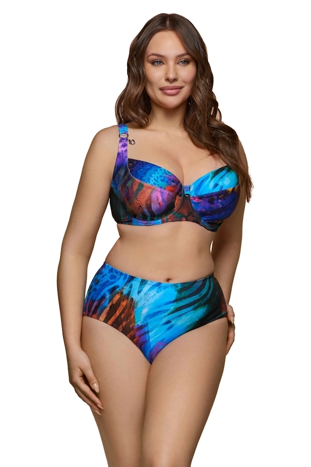 Dalia Coral multi print figi maxi majtki gładkie do stroju kąpielowego