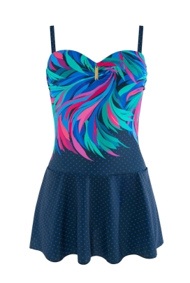 Self 26 8900BA6 Bari liście groszki strój kąpielowy jednoczęściowy z sukienką