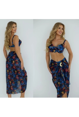 Self 26 D95CH 53 czerń multi kwiaty do stroju kąpielowego