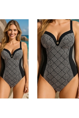 Aquarilla Alba 763 black/ecru jednoczęściowy strój kąpielowy