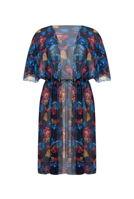 Self 26 DP10P 53 Pandora czerń multi kwiaty kimono plażowe