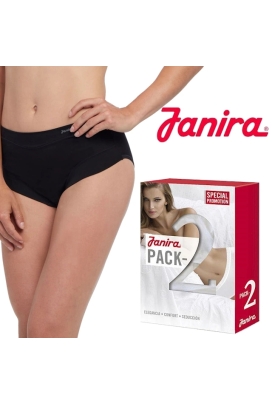 Janira Slip Esencial 1031637 negro 2-pak figi midi bawełniane