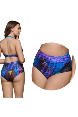 Dalia Coral multi print figi maxi marszczone majtki do stroju kąpielowego