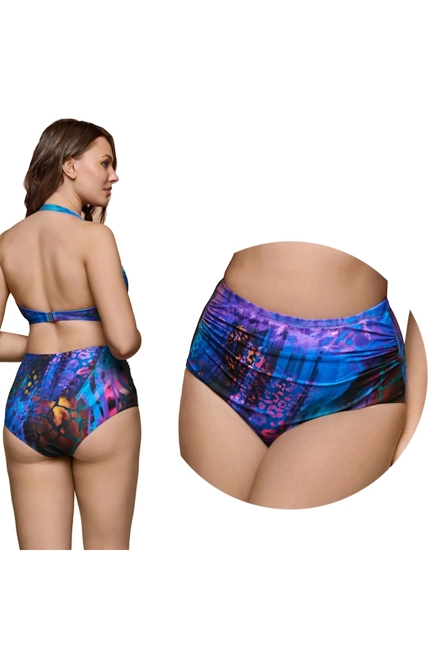 Dalia Coral multi print figi maxi marszczone majtki do stroju kąpielowego
