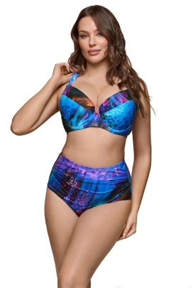 Dalia Coral multi print figi maxi marszczone majtki do stroju kąpielowego