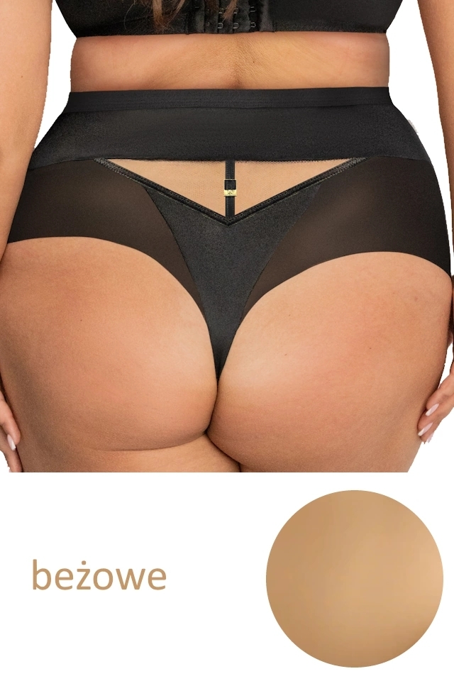KrisLine Simple dark beige stringi wysokie