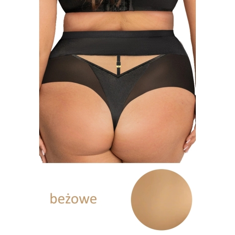 KrisLine Simple dark beige stringi wysokie