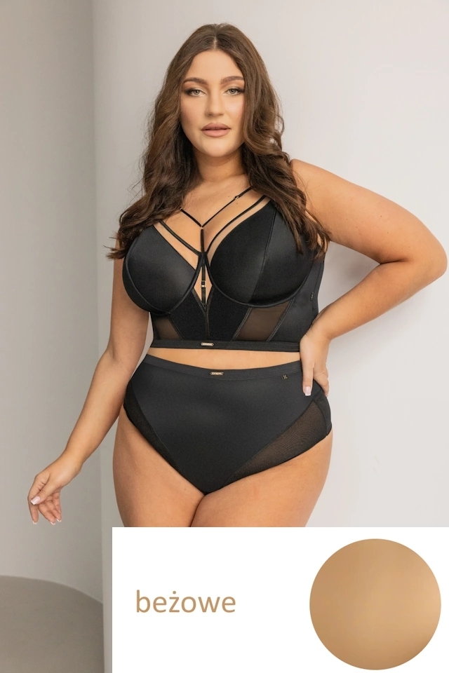 KrisLine Simple dark beige stringi wysokie