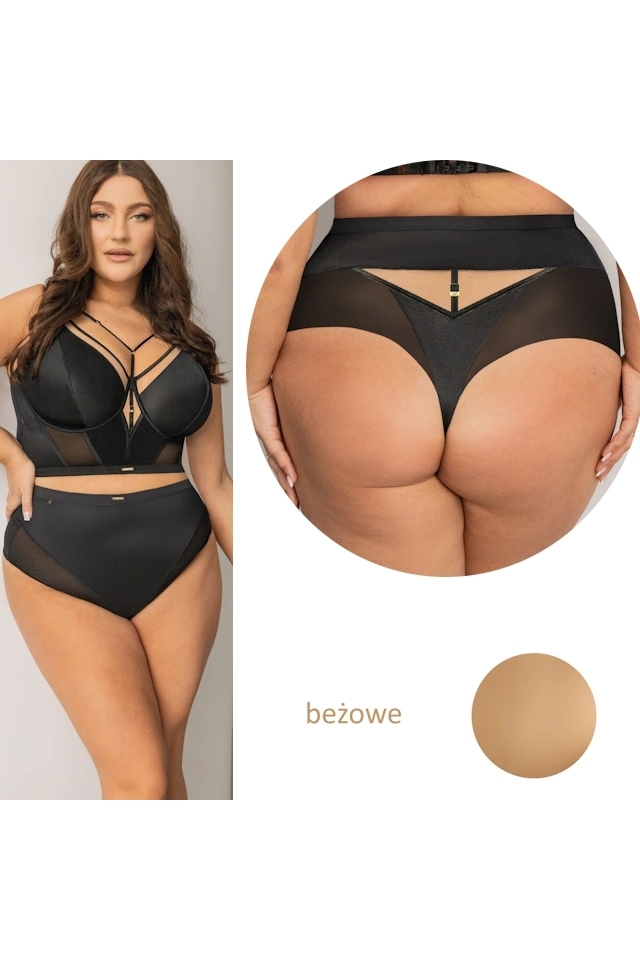 KrisLine Simple dark beige stringi wysokie