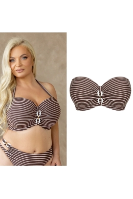 KrisLine Java brown/white balkonette MHM biustonosz do stroju kąpielowego