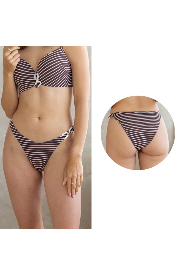 KrisLine Java brown/white figi bikini majtki do stroju kąpielowego