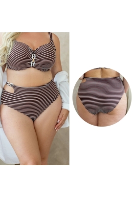 KrisLine Java brown/white figi wysokie majtki do stroju kąpielowego