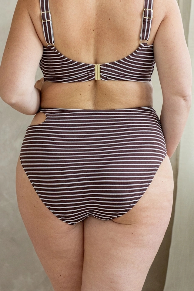 KrisLine Java brown/white figi wysokie majtki do stroju kąpielowego