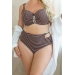 KrisLine Java brown/white figi wysokie majtki do stroju kąpielowego