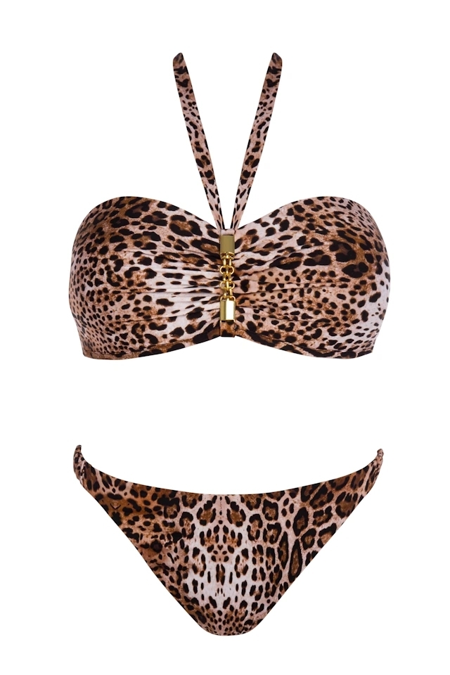 Self 26 842V2ZA2 Zambia brąz cętki dwuczęściowy strój kąpielowy bandeau