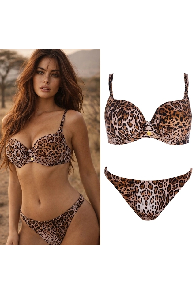 Self 26 936ZA4 Zambia brąz cętki dwuczęściowy strój kąpielowy push-up